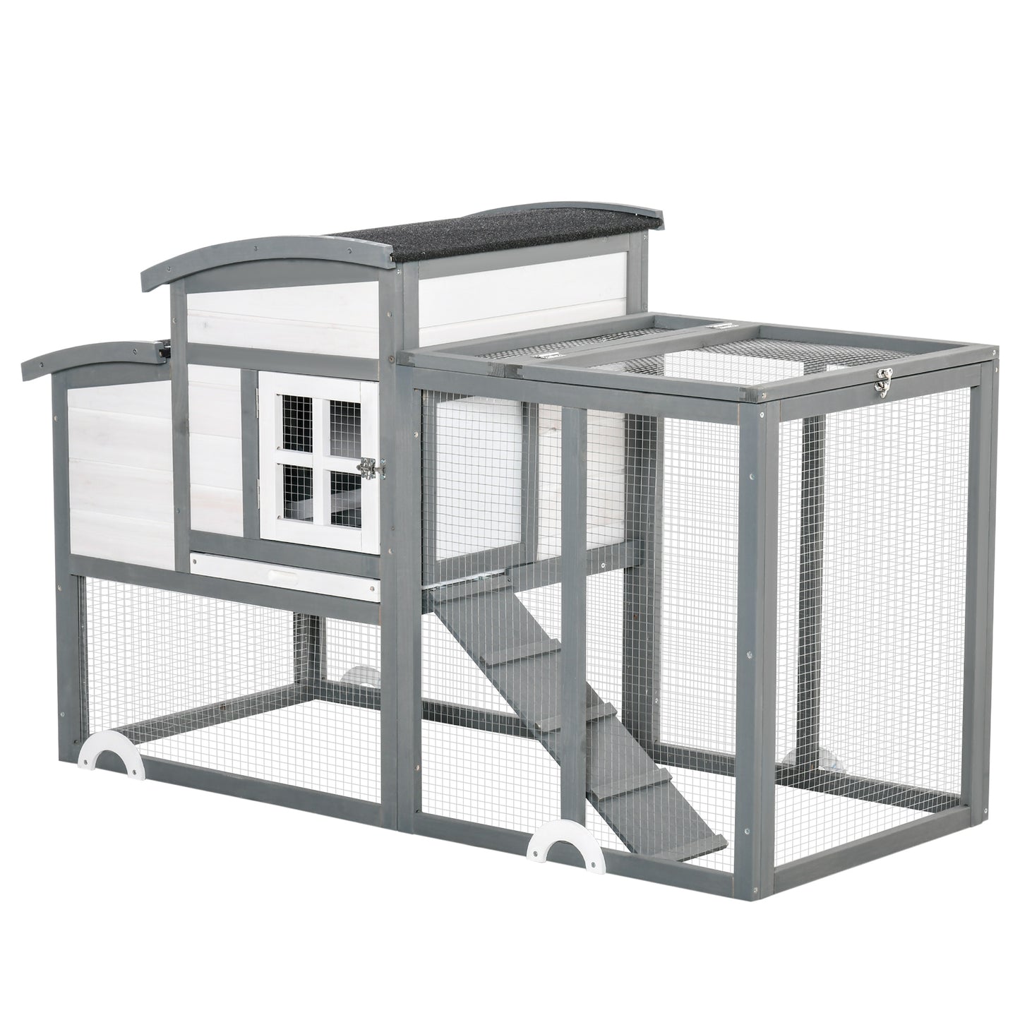 Pawhut Gallinero Madera Exterior Con Caja Nido Techo Asfáltico Abatible Y Rampa_0