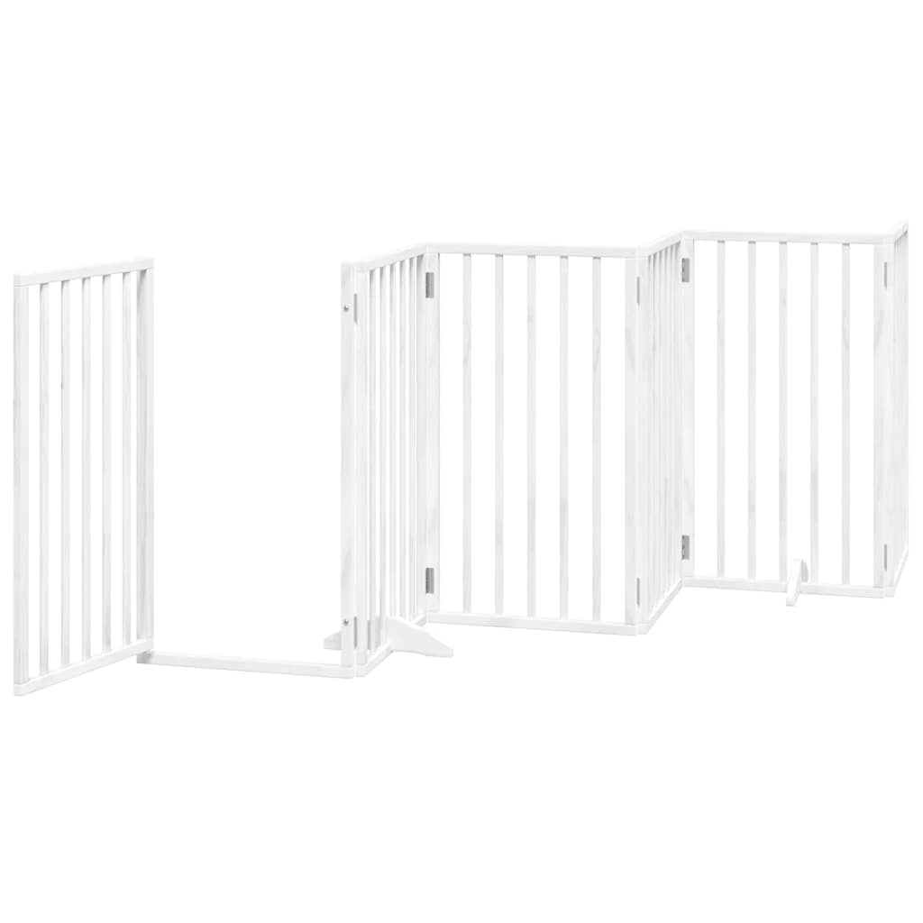 Vidaxl Puerta Para Perros Plegable 9 Paneles Madera Álamo Blanca 450cm_3