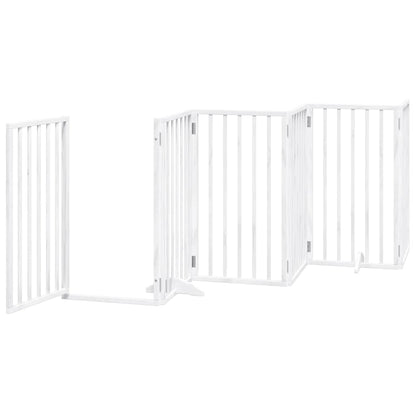 Vidaxl Puerta Para Perros Plegable 9 Paneles Madera Álamo Blanca 450cm_3