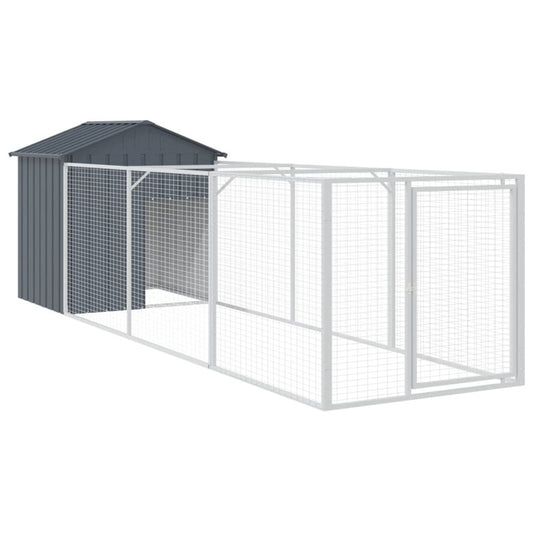 Caseta Para Perros Con Techo Antracita 117x405x123 Cm Acero Galvanizado_0