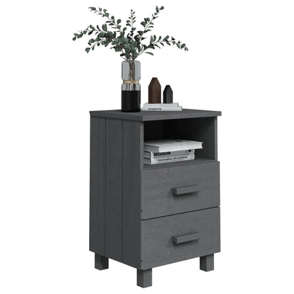 Mesita De Noche Hamar Madera Maciza Pino Gris Oscuro 40x35x62cm_4