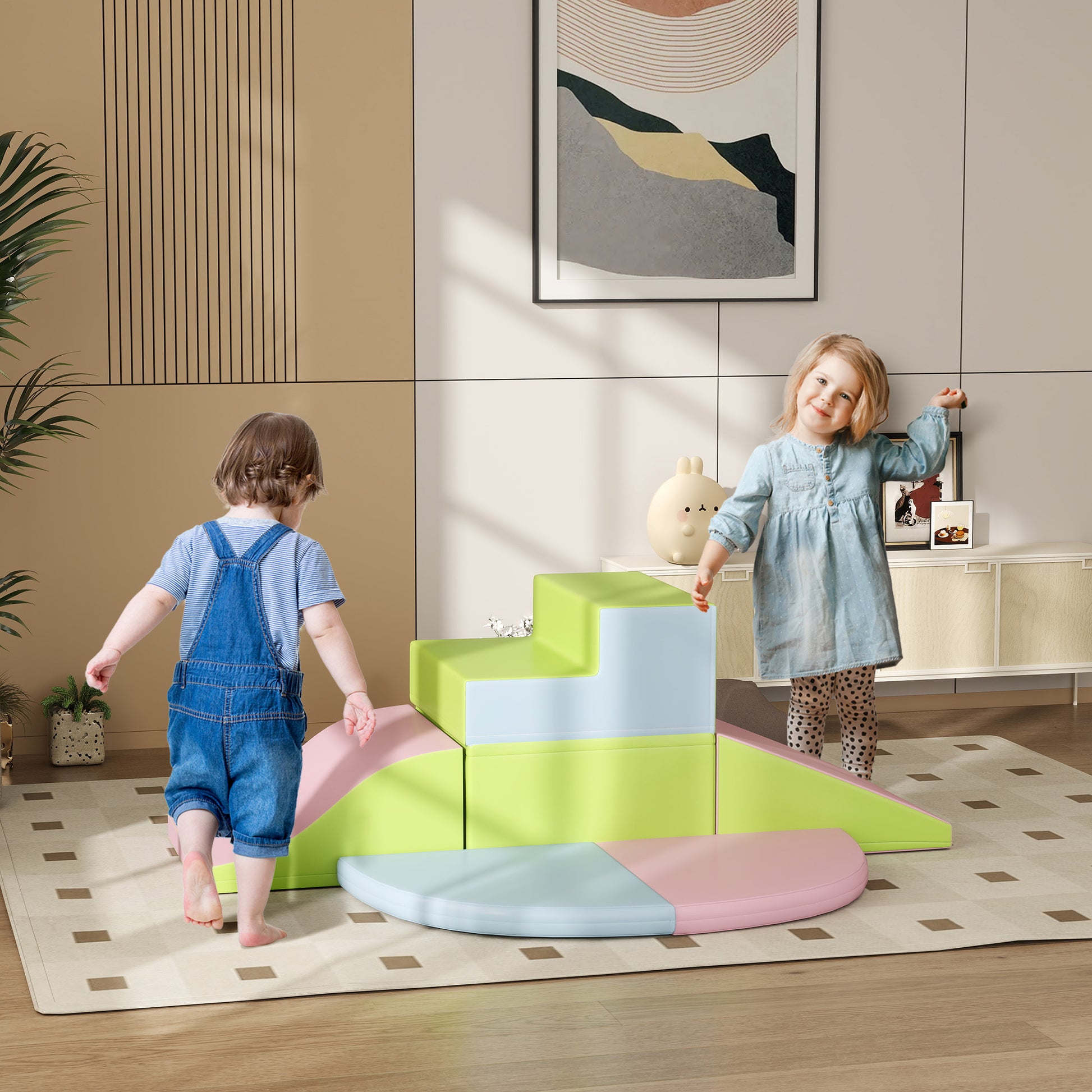 Homcom Juego De 6 Bloques Psicomotricidad Para Niños Multicolor_1
