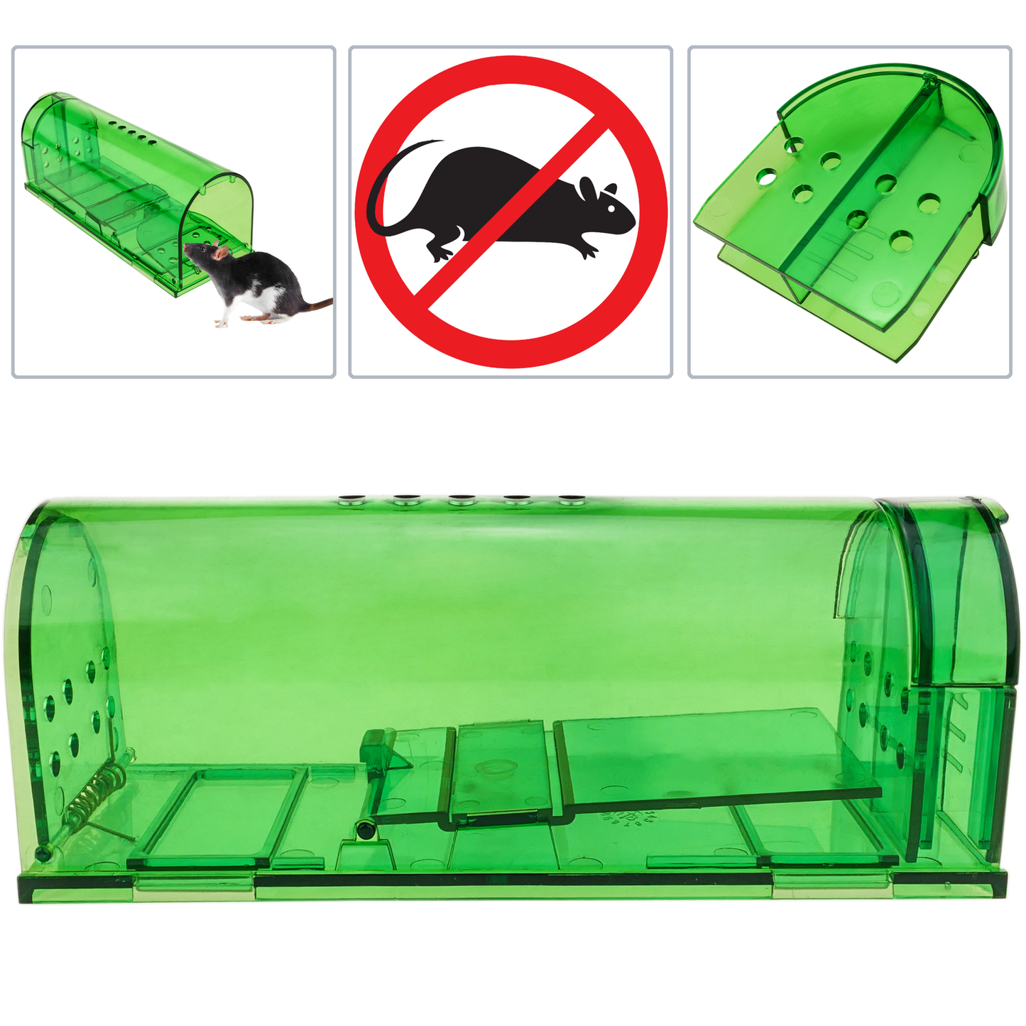 Trampa Para Ratas Ratones Roedores Jaula De Plástico Pack De 2 Unidades 60 X 170 X 64 Mm_1