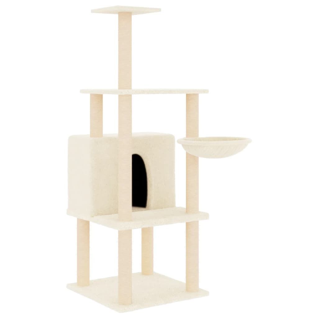Vidaxl Rascador Para Gatos Con Postes De Sisal Color Crema 132 Cm_0