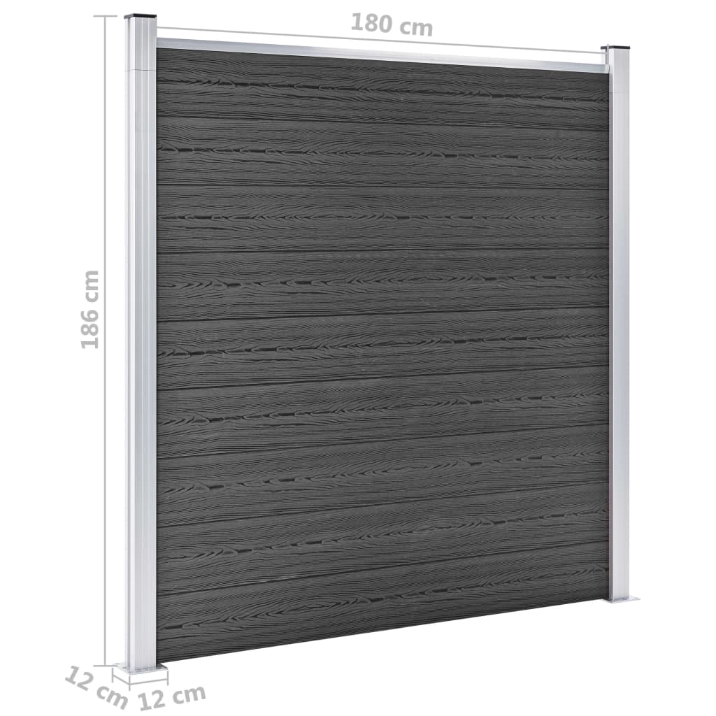 Juego De Paneles De Valla Wpc Negro 1045x186 Cm / Vetonek_4