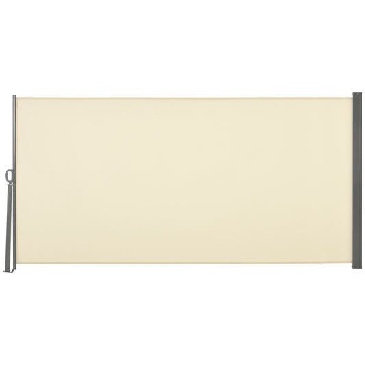Outsunny Toldo Lateral Retráctil 300x160cm Pantalla Enrollable Para Jardín Crema_0