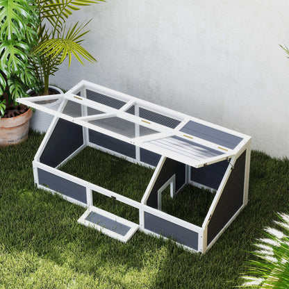 Pawhut Casa Para Tortugas De Madera Sin Base Con Tapas 120x55x50 Cm Gris Claro_3