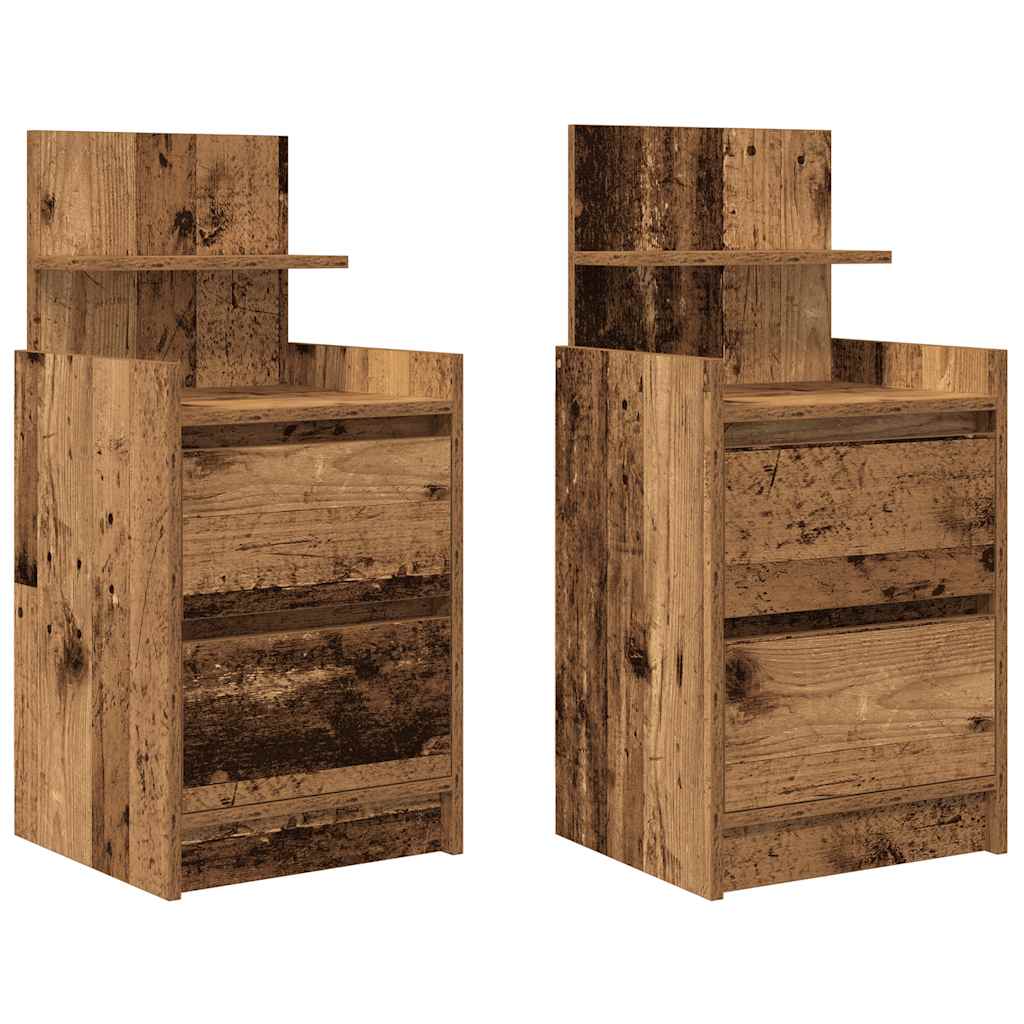 Mesillas De Noche Con 2 Cajones 2 Uds Madera Vieja 38x34x80 Cm_0