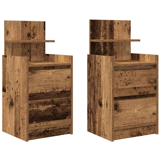 Mesillas De Noche Con 2 Cajones 2 Uds Madera Vieja 38x34x80 Cm_0