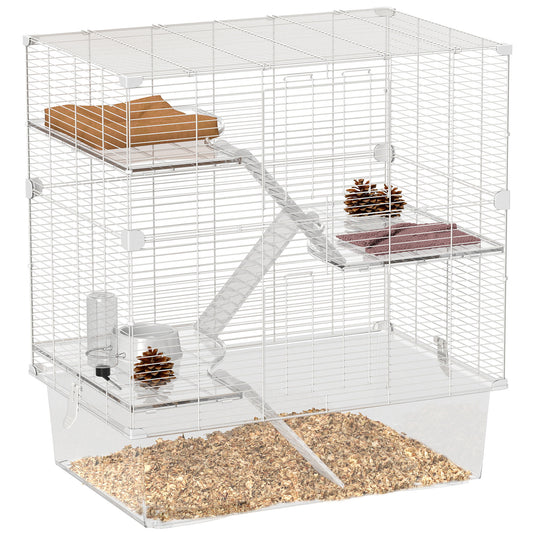 Pawhut Jaula Para Hurones De 4 Niveles Con Bandeja Inferior 73x47x80 Cm Blanco_0