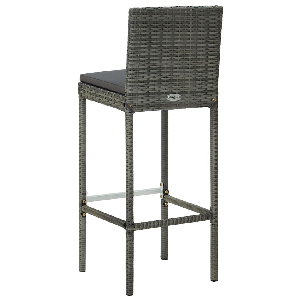 Taburetes De Cocina Con Cojines 6 Uds Ratán Sintético Gris_4