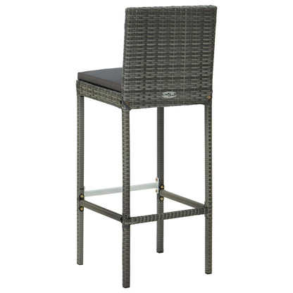 Taburetes De Cocina Con Cojines 6 Uds Ratán Sintético Gris_4