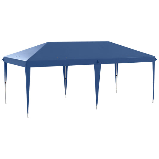 Outsunny Carpa Plegable 6x3 M Con Altura Ajustable Anti-uv Azul_0