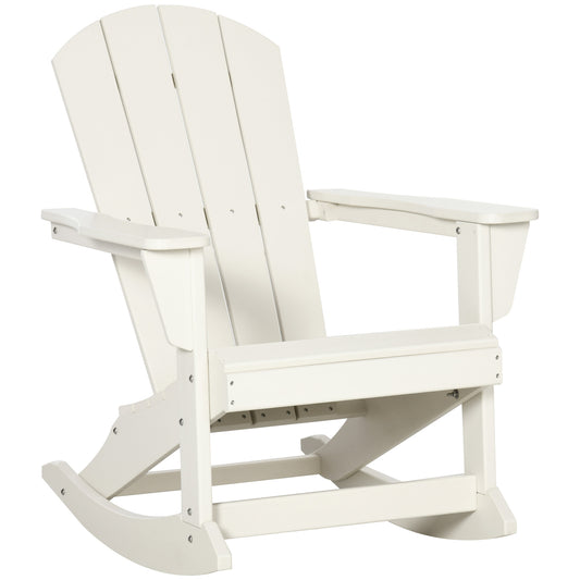 Outsunny Silla Mecedora De Jardín De Estilo Adirondack 73,5x93x91,5 Cm Blanco_0