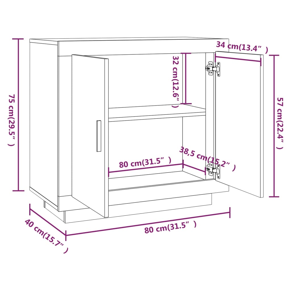 Aparador De Madera Contrachapada Roble Sonoma 80x40x75 Cm / Vetonek_3