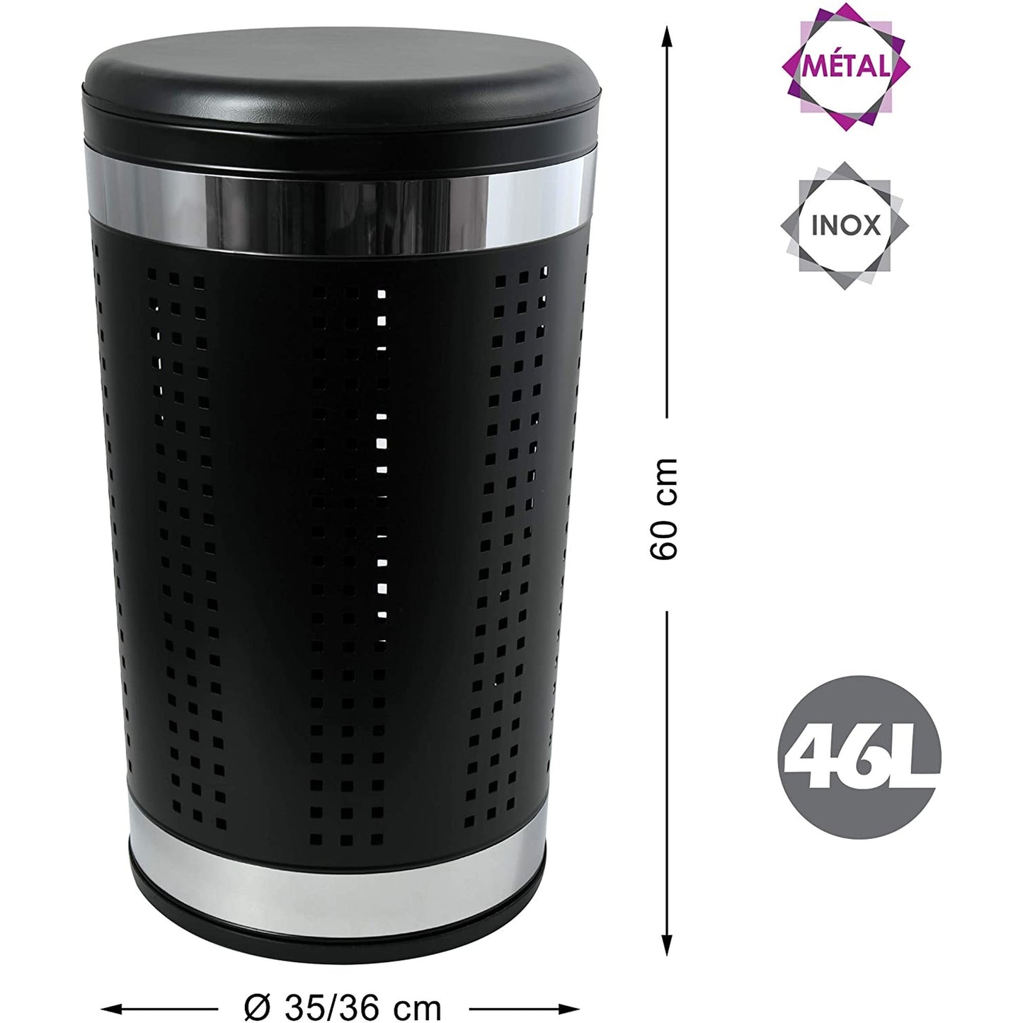 Papelera Con Tapa, 46 L, Negra_2