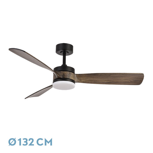 Ventilador Dc Oriente 26w Negro 3 Aspas Roble 132d 6vel 3colores 2950lm Remoto,temporizador,memoria 24_0