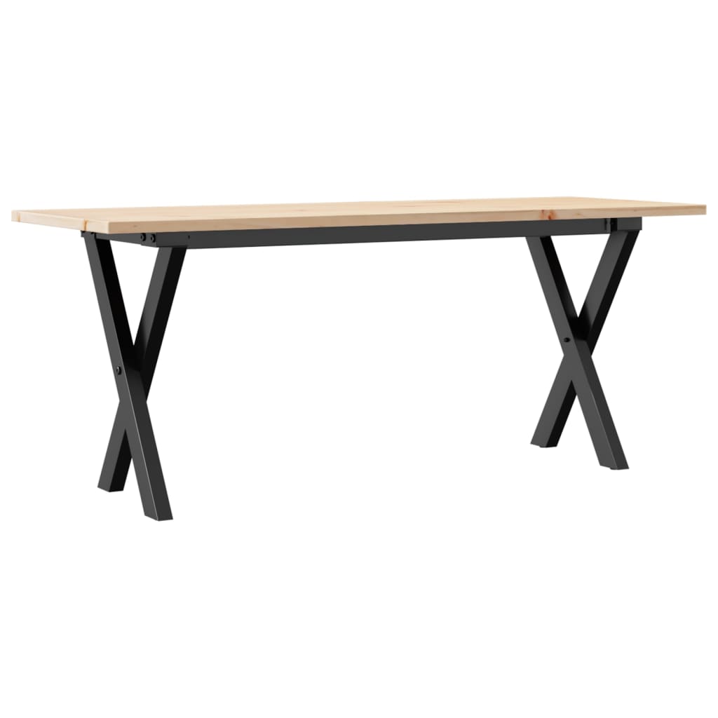 Mesa De Centro Marco X Madera Maciza Pino Y Acero 110x40x45 Cm_0