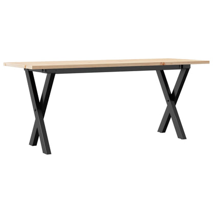 Mesa De Centro Marco X Madera Maciza Pino Y Acero 110x40x45 Cm_0