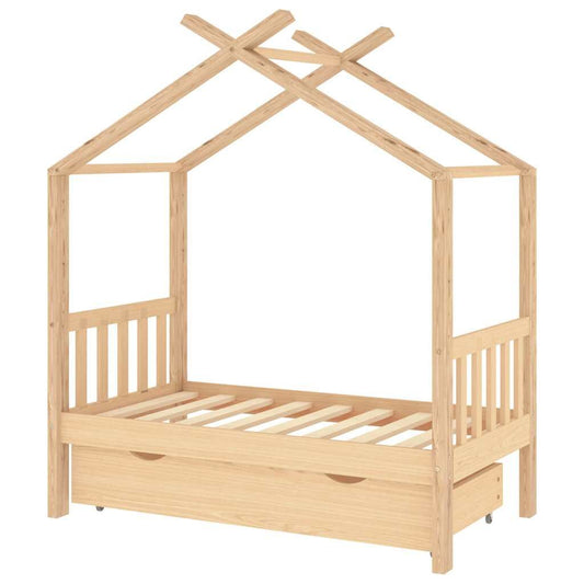 Vidaxl Estructura De Cama Infantil Con Cajón Madera De Pino 70x140 Cm_0