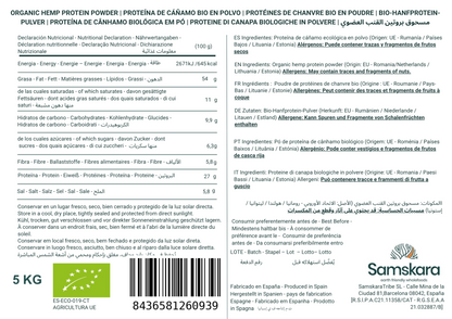 Proteína De Cáñamo Bio - 5kg | Proteína Vegetal Ecológica Vegana Para Batidos Y Repostería, Sin Azúcares Añadidos_1