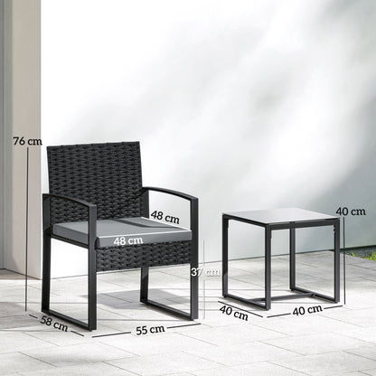 Outsunny Muebles De Jardín Con 2 Sillas Con Cojines Lavables Y Mesa De Vidrio_2