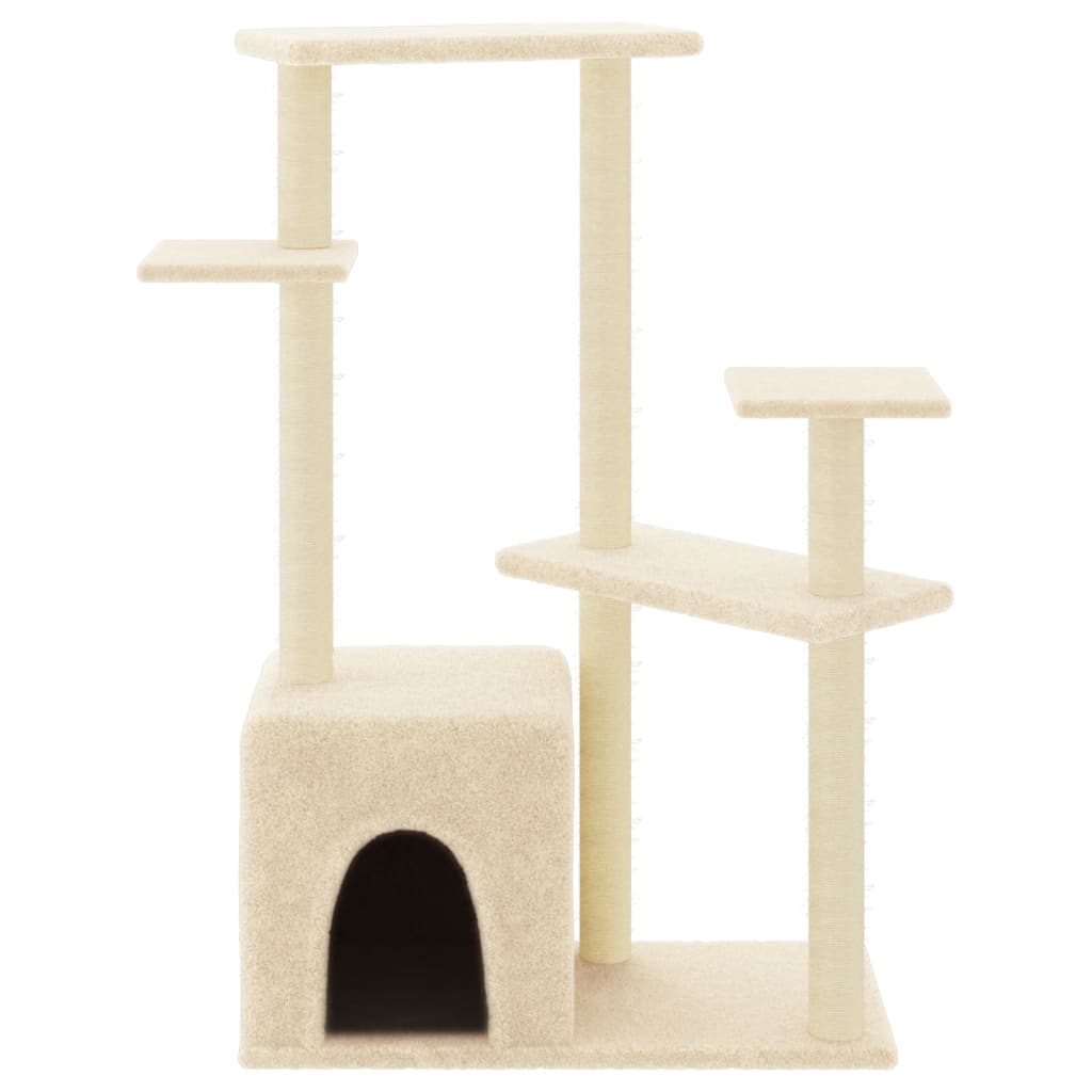 Rascador Para Gatos Con Postes De Sisal Color Crema 107,5 Cm_2
