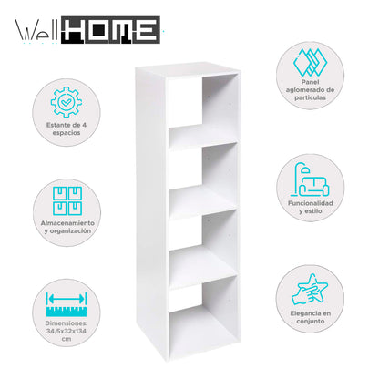 Wellhome Estante 4 Compartimentos Top Mix Blanco
