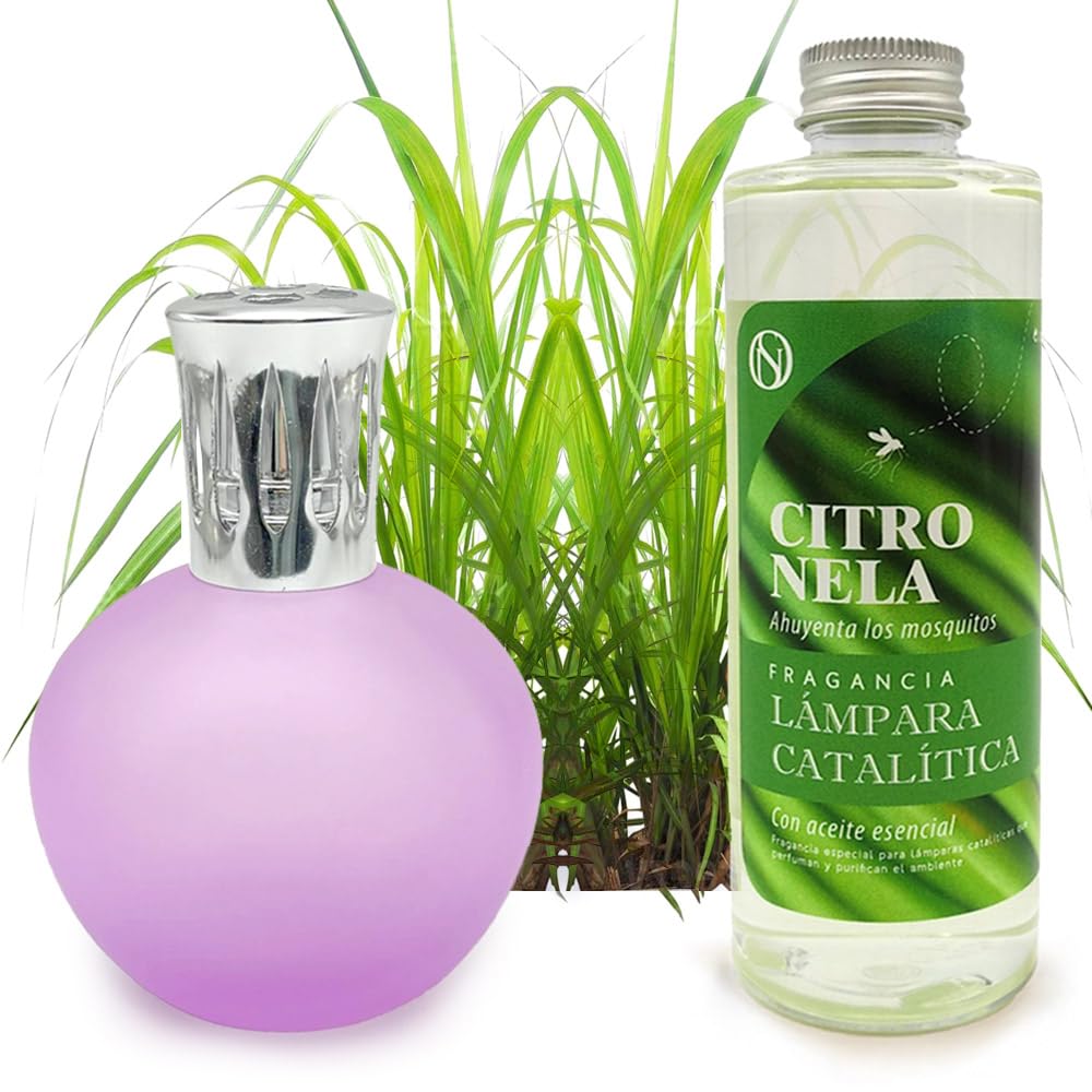 Lámpara Catalítica Fucsia Mate + Fragancia Citronela 200ml - Elimina Malos Olores, Impurezas Y Perfuma_0