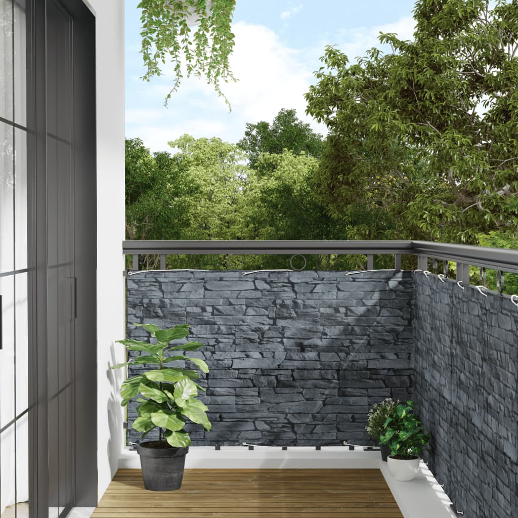 Pantalla De Privacidad De Balcón Pvc Look Piedra Gris 1000x90cm / Vetonek_2