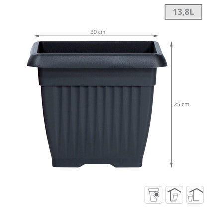 Maceta Terra 13,8l., Dimensiones (mm) 300x300x250, Color Antracita_2