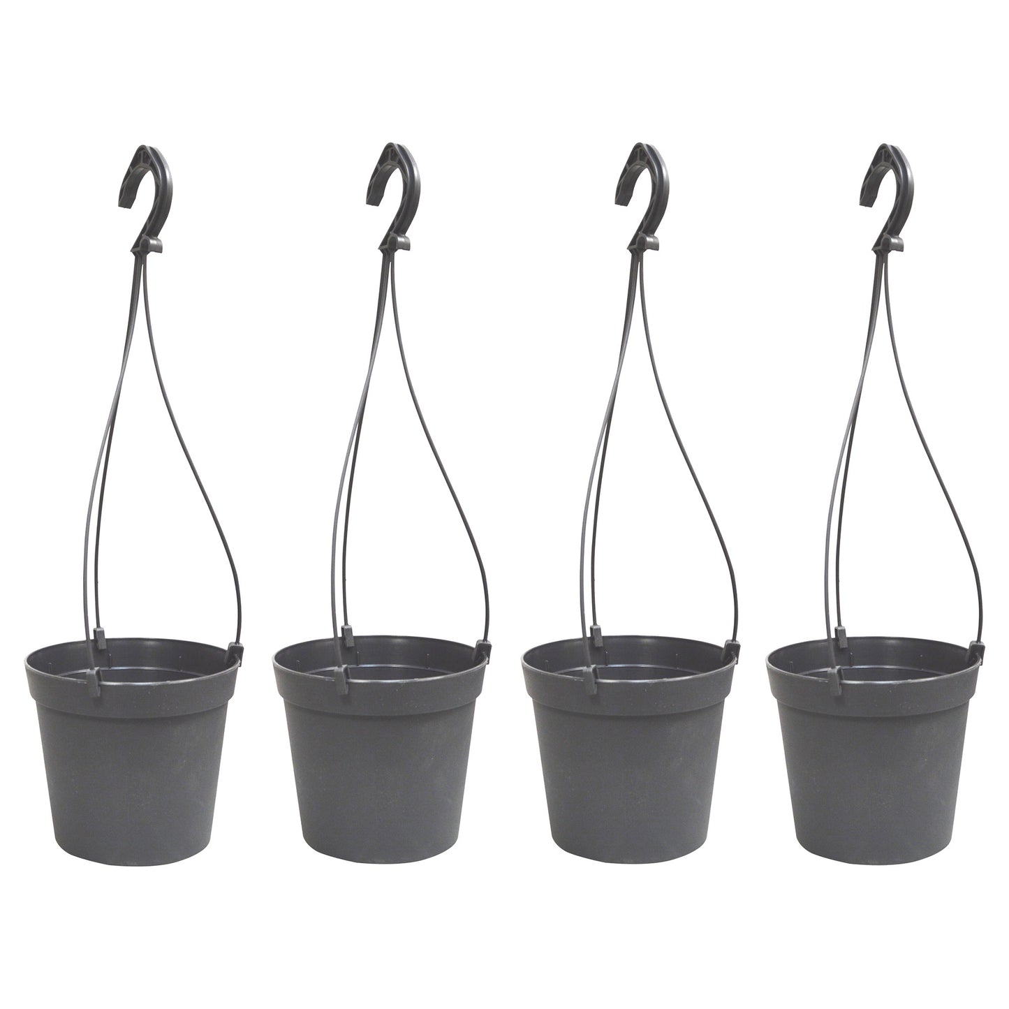 4 Macetas Cilíndricas Ø 12 Cm Con Ganchos, De Polipropileno Gris_0