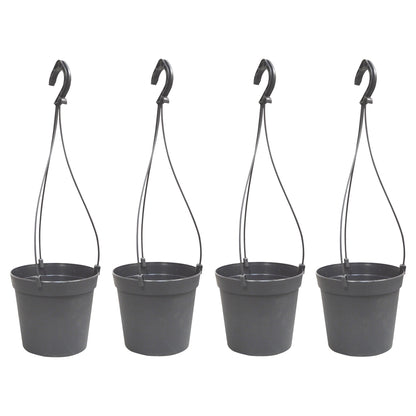 4 Macetas Cilíndricas Ø 12 Cm Con Ganchos, De Polipropileno Gris_0