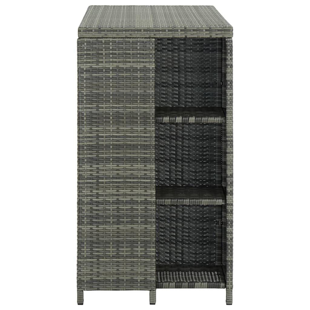 Mesa Bar Estante Almacenaje 120x60x110cm Ratán Sintético Gris_1