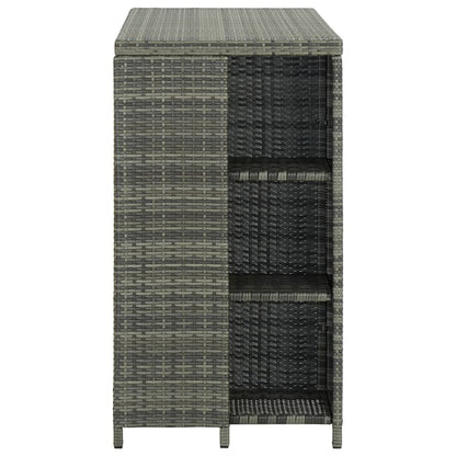 Mesa Bar Estante Almacenaje 120x60x110cm Ratán Sintético Gris_1