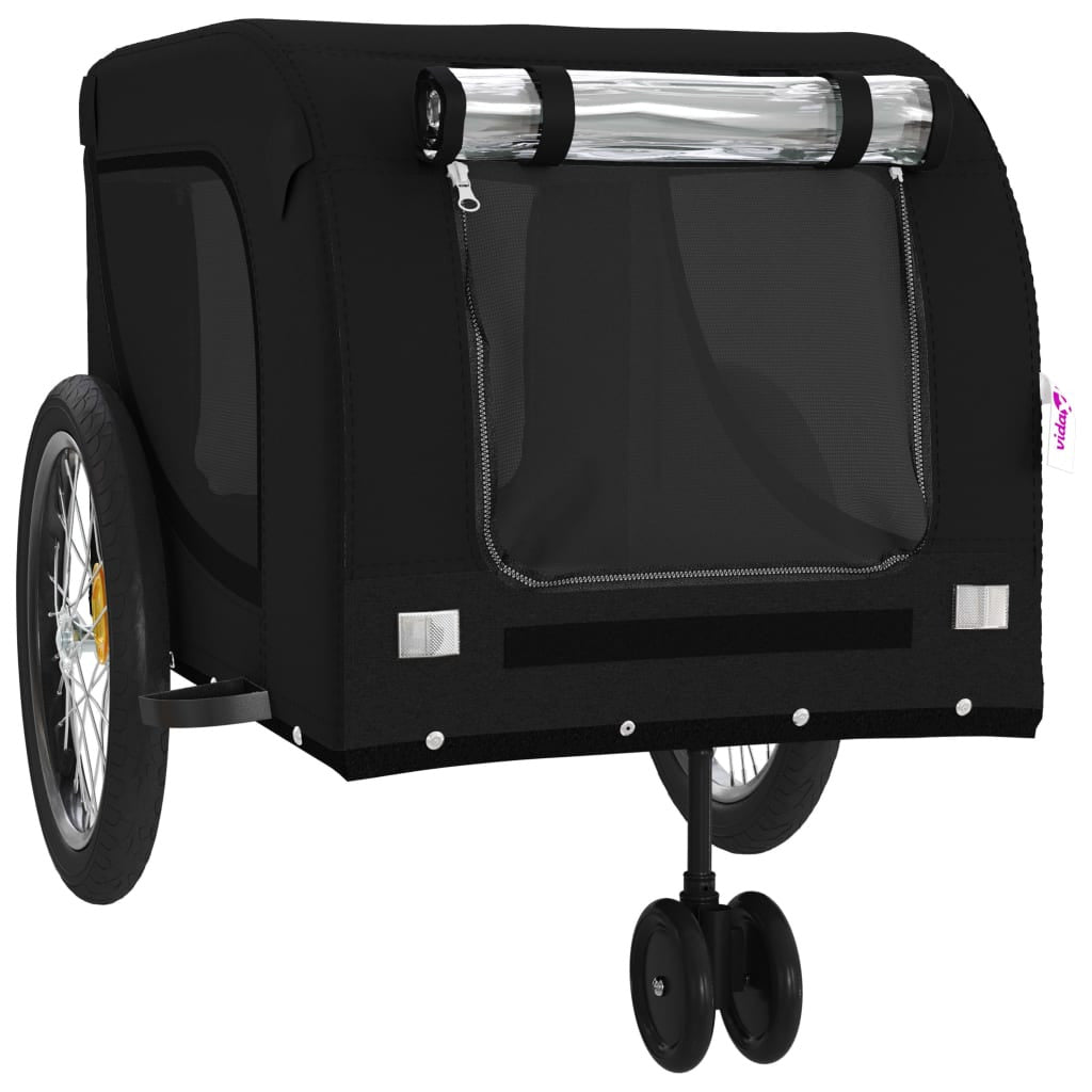 Vidaxl Remolque De Bicicleta Mascotas Hierro Tela Oxford Negro_3
