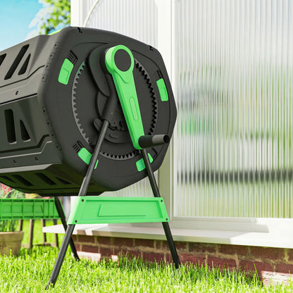 Outsunny Compostador Giratorio De 200l Doble Cámara Sin Bpa Verde_3