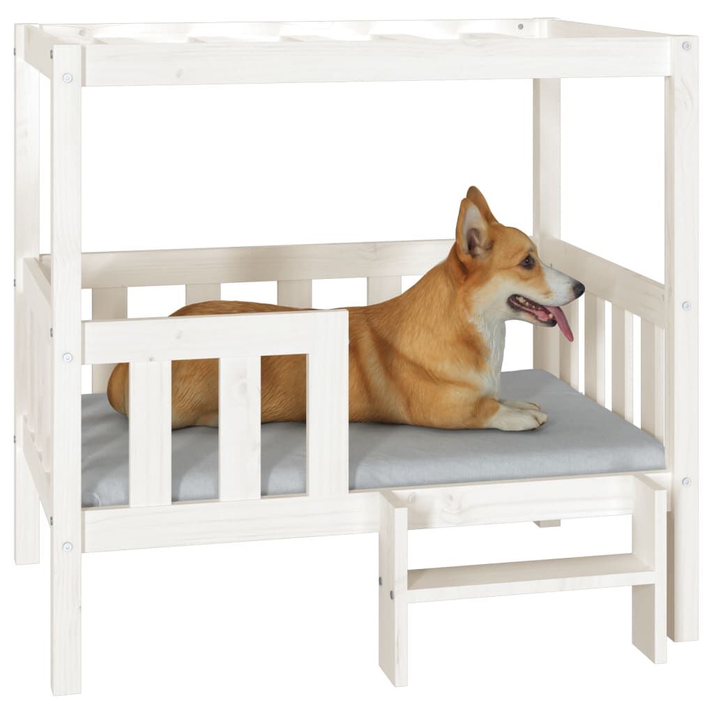 Vidaxl Cama Para Perros Madera Maciza De Pino Blanco 95,5x73,5x900 Cm_3