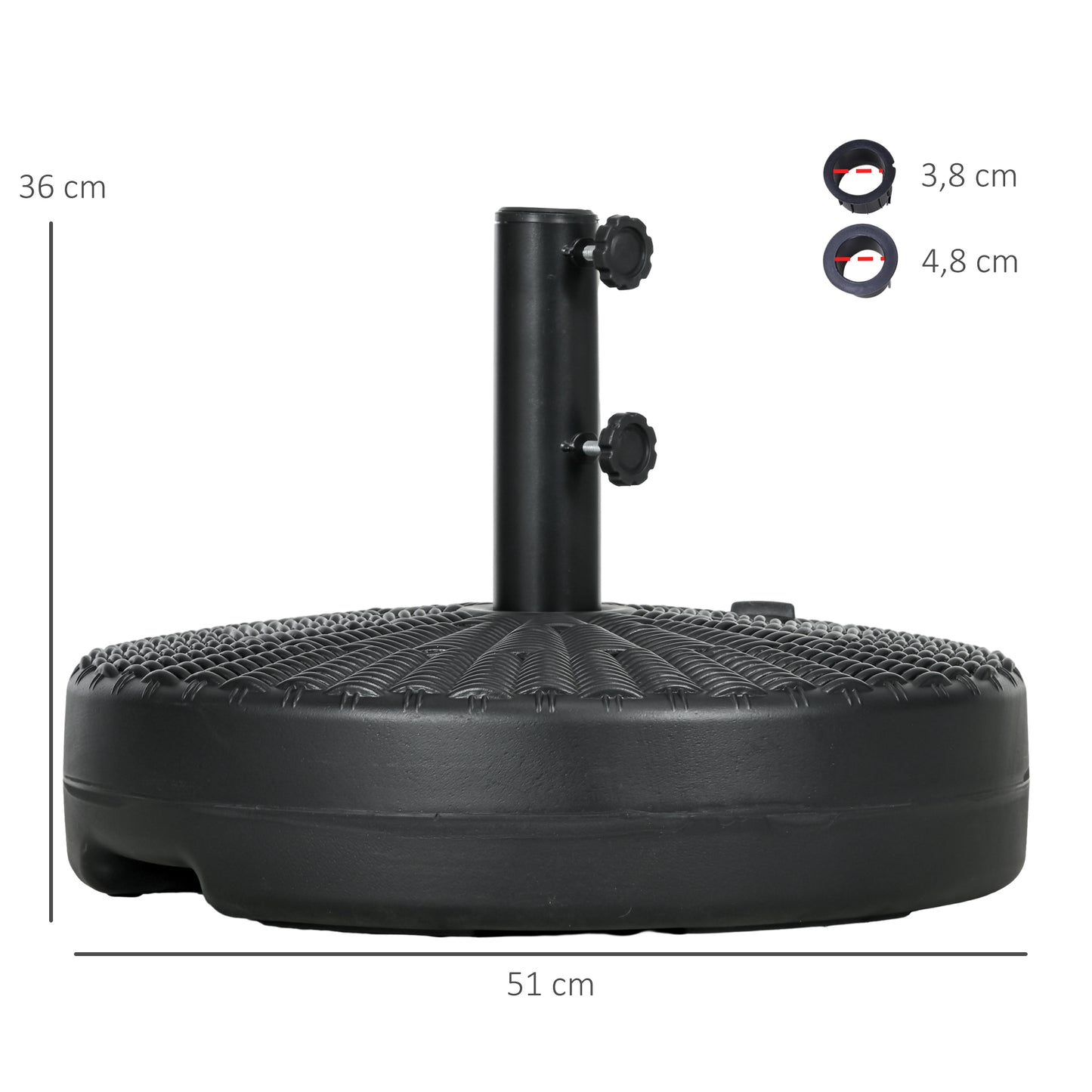 Outsunny Base De Sombrilla Redondo Rellenable De Agua 22 Kg Y Arena 29 Kg Negro_2