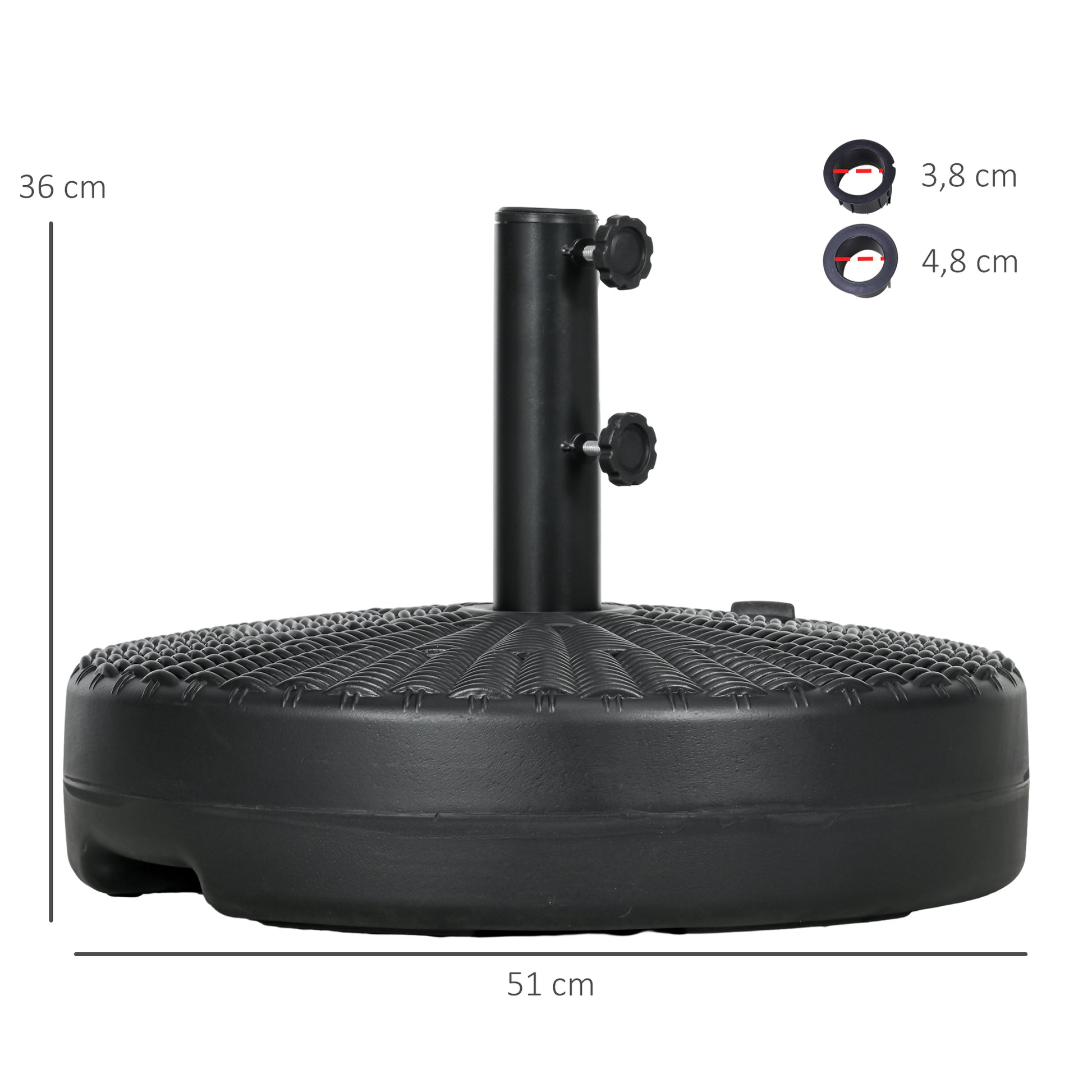 Outsunny Base De Sombrilla Redondo Rellenable De Agua 22 Kg Y Arena 29 Kg Negro_2