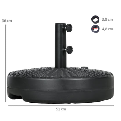 Outsunny Base De Sombrilla Redondo Rellenable De Agua 22 Kg Y Arena 29 Kg Negro_2