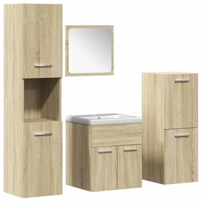 Juego De Muebles De Baño 5 Pzas Madera Ingeniería Roble Sonoma / Vetonek_5