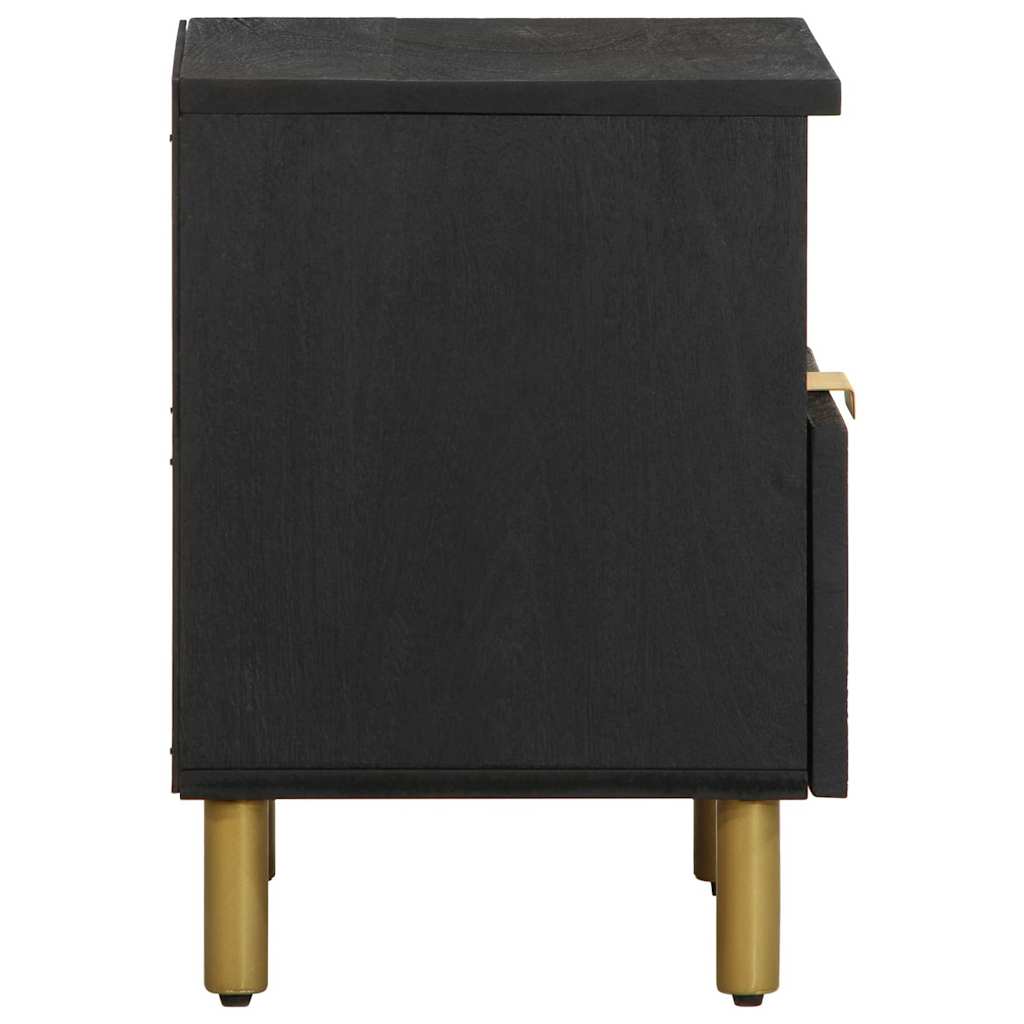 Mesita De Noche Madera Maciza De Ingeniería Negra 40x33x46 Cm_3