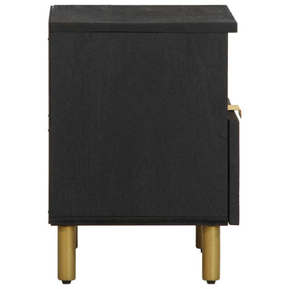 Mesita De Noche Madera Maciza De Ingeniería Negra 40x33x46 Cm_3