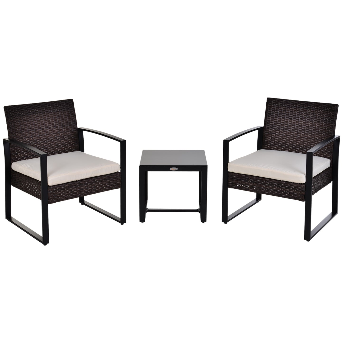 Outsunny Conjunto De Mesa Y Sillas De Jardín Para Exterior De 3 Piezas Marrón_0