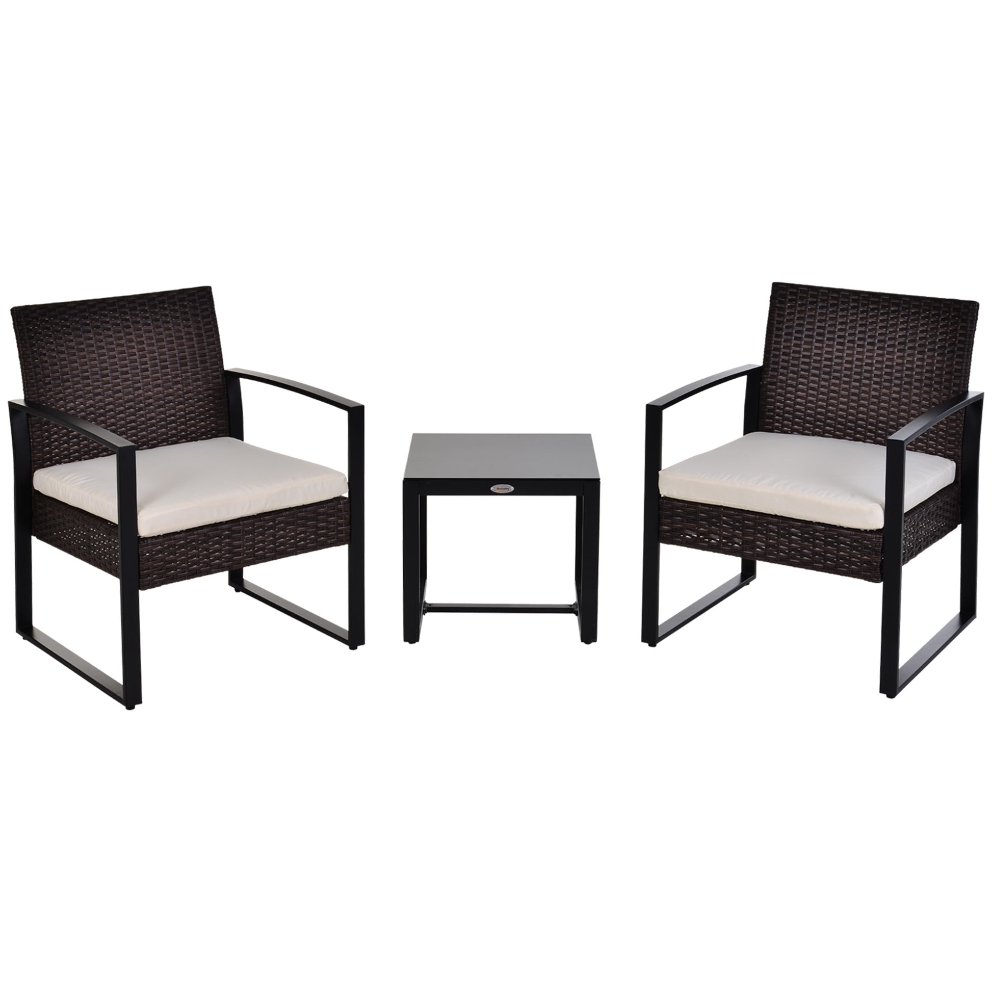 Outsunny Conjunto De Mesa Y Sillas De Jardín Para Exterior De 3 Piezas Marrón_0