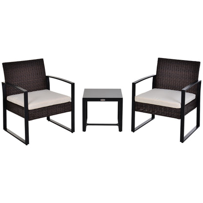 Outsunny Conjunto De Mesa Y Sillas De Jardín Para Exterior De 3 Piezas Marrón_0