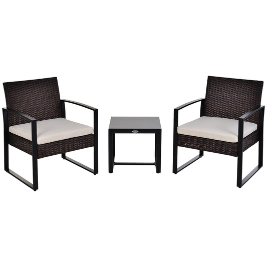 Outsunny Conjunto De Mesa Y Sillas De Jardín Para Exterior De 3 Piezas Marrón_0
