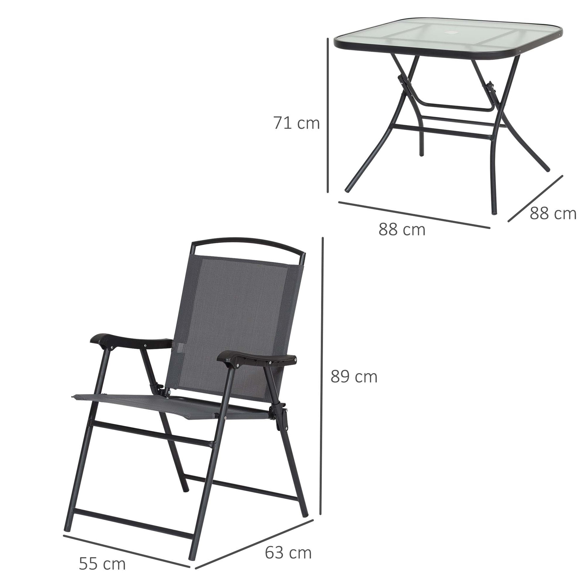Outsunny Outdoor Juego De Comedor De Jardín De 5 Piezas Sillas Y Mesas Plegables_2