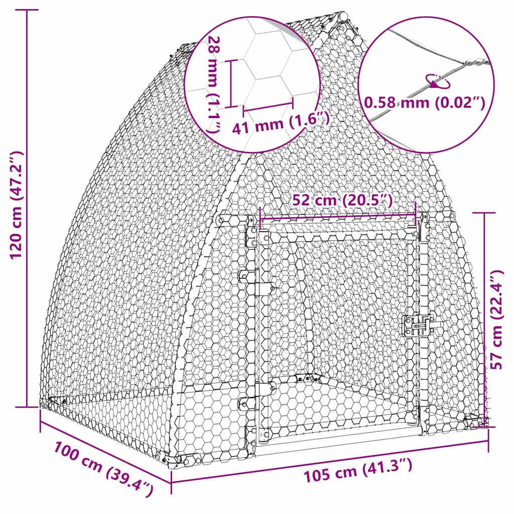 Vidaxl Jaula Para Gallinas Acero Galvanizado Plateado 100x105x120 Cm_2